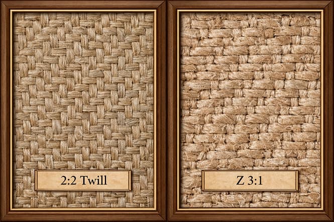 Examples of a 2:2 twill and a Z-spun 3:1 twill